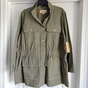MICHAEL Michael Kors Khaki Utility Jacket with Gold Accents